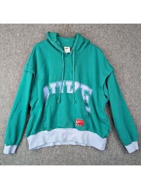 Nike Sportswear Team Fleece Hoodie Womens Large Oversized Green Sweatshirt